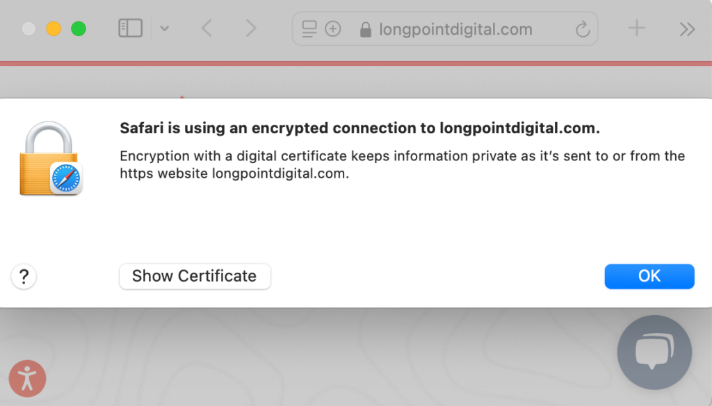 2025 example of Safari's SSL Certificate Icon